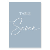 Stustblauw minimalistisch elegant tafel zeven kaart (Voorkant)
