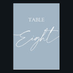 Stustblauw-minimalistisch elegante tafel acht kaart<br><div class="desc">Stamblauw minimalistische elegante tabel acht tabelnummer overeenkomende items beschikbaar.</div>