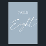 Stustblauw-minimalistisch elegante tafel acht kaart<br><div class="desc">Stamblauw minimalistische elegante tabel acht tabelnummer overeenkomende items beschikbaar.</div>
