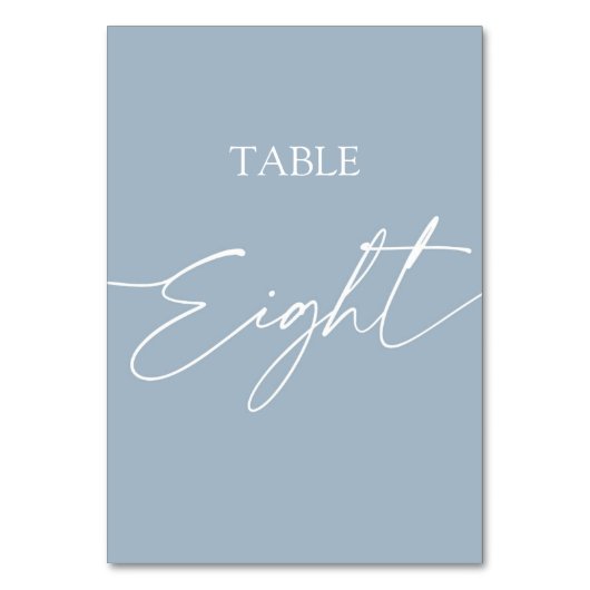 Stustblauw-minimalistisch elegante tafel acht kaart (Voorkant)