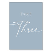 Stustblauw-minimalistisch eleganttabel drie kaart (Voorkant)