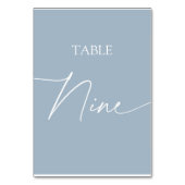 Stustblauw-minimalistisch eleganttabel negen kaart (Achterkant)
