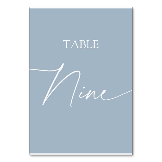 Stustblauw-minimalistisch eleganttabel negen kaart (Achterkant)