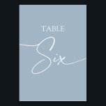 Stustblauw-minimalistisch eleganttabel zes kaart<br><div class="desc">Stamblauw minimalistisch elegant tabel 6 Tabelnummer overeenkomende items beschikbaar.</div>