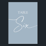 Stustblauw-minimalistisch eleganttabel zes kaart<br><div class="desc">Stamblauw minimalistisch elegant tabel 6 Tabelnummer overeenkomende items beschikbaar.</div>