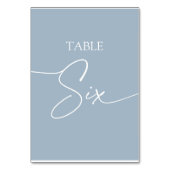 Stustblauw-minimalistisch eleganttabel zes kaart (Achterkant)