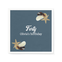 Stustblauw minimalistisch kustgebied 40e verjaarda