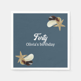Stustblauw minimalistisch kustgebied 40e verjaarda servet