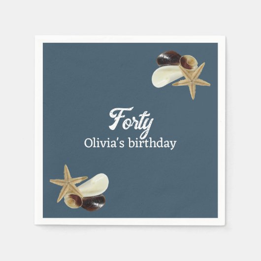 Stustblauw minimalistisch kustgebied 40e verjaarda servet (Voorkant)