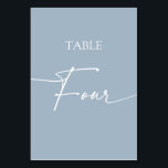 Stustblauw-minimalistische eleganttabel vier kaart<br><div class="desc">Stamblauw minimalistisch elegant tabel vier tabelnummer overeenkomende items beschikbaar.</div>