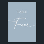 Stustblauw-minimalistische eleganttabel vier kaart<br><div class="desc">Stamblauw minimalistisch elegant tabel vier tabelnummer overeenkomende items beschikbaar.</div>