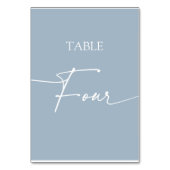 Stustblauw-minimalistische eleganttabel vier kaart (Achterkant)
