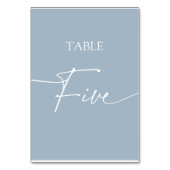 Stustblauw-minimalistische eleganttabel vijf kaart (Achterkant)