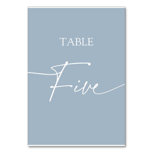 Stustblauw-minimalistische eleganttabel vijf kaart (Achterkant)