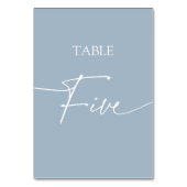 Stustblauw-minimalistische eleganttabel vijf kaart (Voorkant)