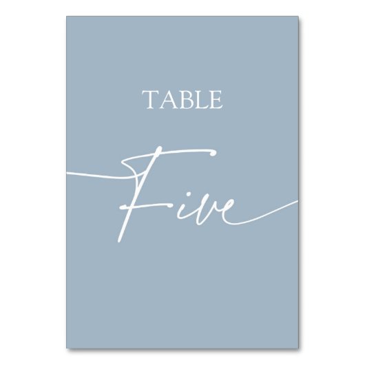 Stustblauw-minimalistische eleganttabel vijf kaart (Voorkant)