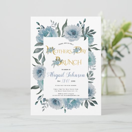 Stustblauw Moederdag brunch Kaart (Staand voorkant)