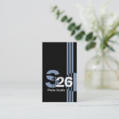 Stustblauw monogram QR-code abstract geometrisch Visitekaartje (Staand voorkant)