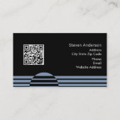 Stustblauw monogram QR-code abstract geometrisch Visitekaartje (Achterkant)