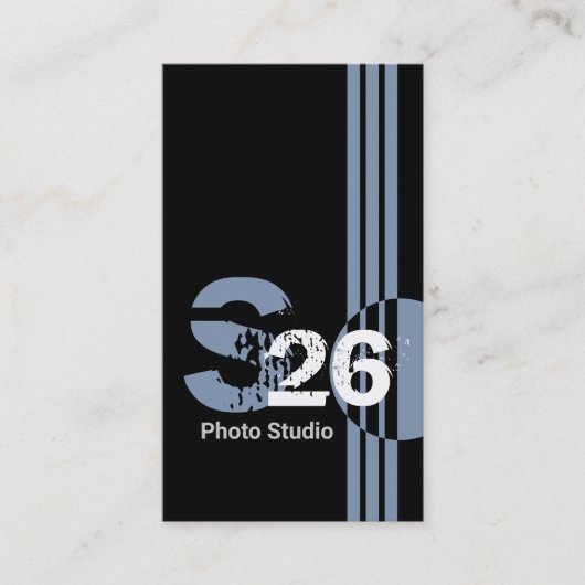 Stustblauw monogram QR-code abstract geometrisch Visitekaartje (Voorkant)