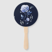 Stustblauw roos blauw elegant floral handwaaier (Voorkant)