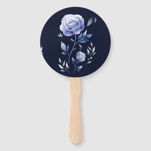 Stustblauw roos blauw elegant floral handwaaier (Voorkant)