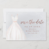 Stustblauw Roos Gold Elegant Dress slaat de datum  Save The Date (Voorkant)