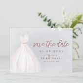 Stustblauw Roos Gold Elegant Dress slaat de datum  Save The Date (Staand voorkant)