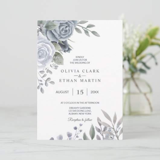  Stustblauw Rozen Kaart (Staand voorkant)