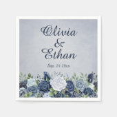  Stustblauw Rozen Servet (Voorkant)