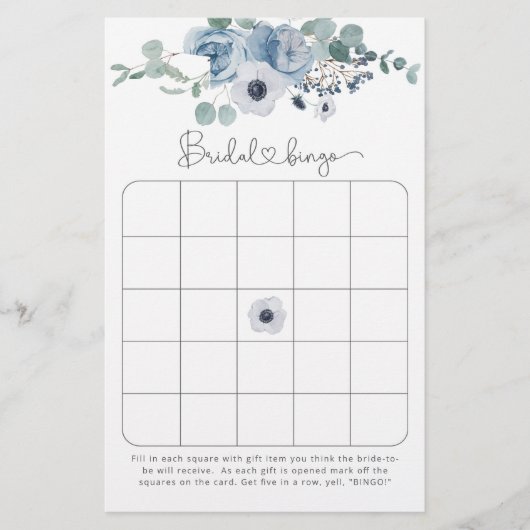 Stustblauw vrijgezellenfeest bingo (Voorkant)