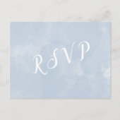 Stustblauw waterverf bruiloft rsvp briefkaart (Voorkant)