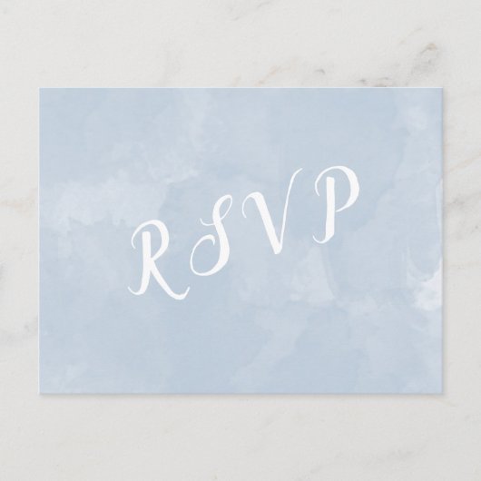 Stustblauw waterverf bruiloft rsvp briefkaart (Voorkant)