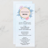 Stustblauw Waterverf Succulent Afstuderen Dinner Menu (Voorkant / Achterkant)