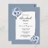 Stustblauw, witte bruine doucheuitnodiging briefkaart (Voorkant / Achterkant)