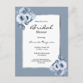 Stustblauw, witte bruine doucheuitnodiging briefkaart (Voorkant)