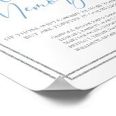 Stustblauw zilver in het liefhebbende geheugenbord poster (Hoek)