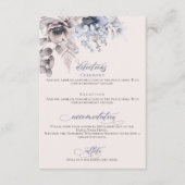 Stustblauwe beige florale elegant bruiloft details informatiekaartje (Voorkant)