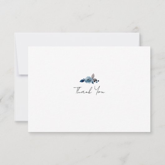Stustblauwe bloem Dank je kaarten (Achterkant)