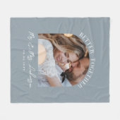 Stustblauwe boardfoto bruiloft cadeautje thuisdeco fleece deken (Voorkant (Horizontaal))