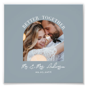 Stustblauwe boardfoto bruiloft cadeautje thuisdeco foto afdruk