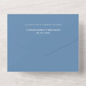 Stustblauwe elegante bruiloft all in one uitnodiging (Achterkant)