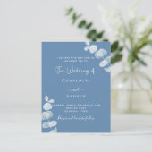 Stustblauwe eucalyptusbruiloft uitnodiging briefkaart (Staand voorkant)