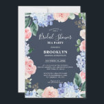 Stustblauwe hydrangeas Vrijgezellenfeest Tea Party Kaart<br><div class="desc">Moderne theepartijuitnodiging voor vrijgezellenfeest met lichtblauw/stoffige blauwe waterverf hydrangeas met pastelroze, blozen, perziken, witte rozen, pinda's, sage eucalyptusbladeren, takken en bladeren. Gemuteerde zachte en droomroemeense tinten lentemperdagavond waterverf florale design die overeenkomen met je thema bruiloft. Zoek meer overeenkomende design en variaties uit mijn winkel met 'blissweddingpaperie'. Je kunt contact met...</div>