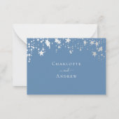 Stustblauwe sterren trouwreactie RSVP Notitiekaartje (Achterkant)