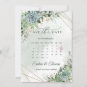 Stustgroen blauw succulent goud met uitzondering v save the date (Voorkant)