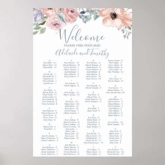 Stustmafels voor Roos - Alfabetische zitplaatsen Poster (Voorkant)