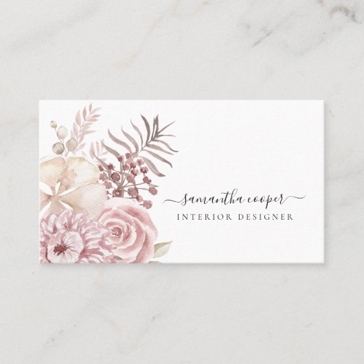 Stustroze Florals QR Code Interior Designer Visitekaartje (Voorkant)
