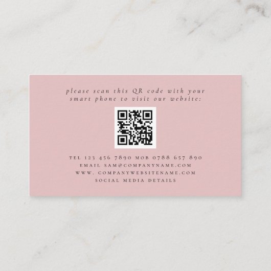 Stustroze Florals QR Code Interior Designer Visitekaartje (Achterkant)