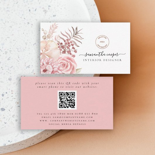 Stustroze Florals QR Code Interior Designer Visitekaartje
